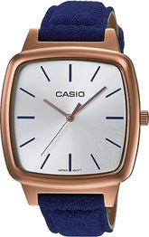 Casio, Women’s Watch Analog, Rose-Gold Silver Dial Blue Leather Band, LTP-E117RL-7ADF